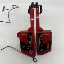 VINTAGE Sanyo Modelo RP 80 AM/FM Rádio ESTÉREO Fone de Ouvido Dobrável Vermelho, Funciona RARO comprar usado  Enviando para Brazil