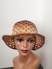 Usado, Chapéu de sol listrado com latte de crochê feito à mão chapéu balde festival boho hippie comprar usado Usado, Chapéu de sol listrado com latte de crochê feito à mão chapéu balde festival boho hippie comprar usado  Enviando para Brazil