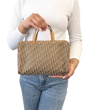 Christian Dior Vintage Trotter Monograma Logotipo Mini Bolsa de Mão Lona Marrom comprar usado  Enviando para Brazil