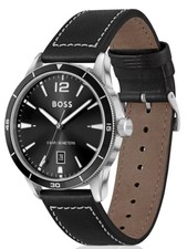 Relógio masculino Boss pulseira de couro preto DRIFTER - 58099319 precisa de bateria nova comprar usado  Enviando para Brazil