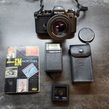 Câmera de Filme Nikon EM 35mm SLR com Lente Nikon Series E 50mm 1.1.8 Extras Testados comprar usado  Enviando para Brazil