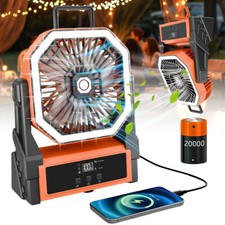 Ventilador Portatil Recarregável Abanico De Piso Con Luz y Gancho Acampar 20000mAh comprar usado  Enviando para Brazil