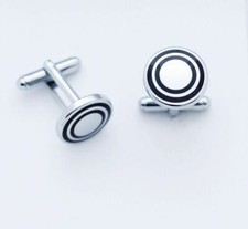 C0279 Abotoaduras de Abotoaduras Prata Anéis Duplos Círculos Esmalte Preto Redondo Novo Presente comprar usado C0279 Abotoaduras de Abotoaduras Prata Anéis Duplos Círculos Esmalte Preto Redondo Novo Presente comprar usado  Enviando para Brazil