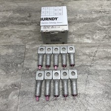 Usado, Caixa de 10 Burndy YA2CA3 Lug de Compressão de Alumínio Banhado a Estanho, #2 AWG 3/8” Stud comprar usado  Enviando para Brazil
