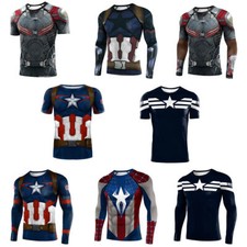 Camisetas esportivas masculinas cosplay super-herói Vingadores Capitão América 3D, usado comprar usado  Enviando para Brazil