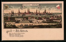 Lithographie lübeck teilansic gebraucht kaufen  Berlin