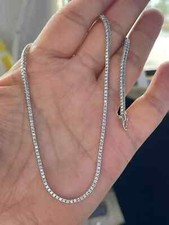 Colar de tênis fino MOISSANITE real corte redondo 2,50 mm folheado a ouro branco 14K comprar usado  Enviando para Brazil