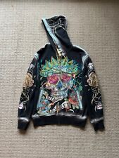 Moletom com capuz Christian Audigier masculino tamanho L Calavera caveira strass Los Angeles, usado comprar usado  Enviando para Brazil