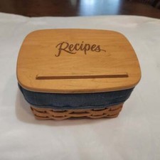 Cesta de receitas Longaberger com tampa forro azul e protetor plástico comprar usado  Enviando para Brazil