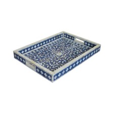 Bandeja embutida de madrepérola - Floral azul marinho comprar usado  Enviando para Brazil
