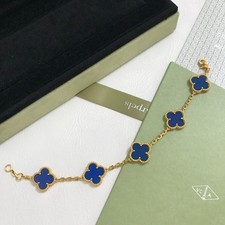 Authentisches Van Cleef•Arpels ALHAMBRA 18 Karat Gold Blauer Chalcedon Armband comprar usado  Enviando para Brazil