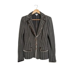 Blazer de tweed marrom vintage Armani Collezioni mistura de lã veludo aparado pequeno comprar usado  Enviando para Brazil