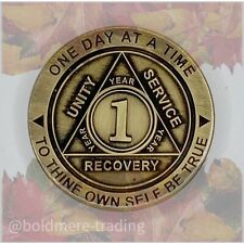 Moeda de bronze medalhão de alcoólicos anônimos 1 ano AA Sobriety Chip comprar usado  Enviando para Brazil