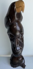 Escultura em madeira Zericote rosto com pássaro Altun-Ha Belize 2014 comprar usado  Enviando para Brazil