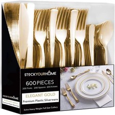 Gold plastic silverware for sale  Portland