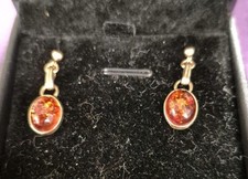 Amber drop earrings for sale  POOLE