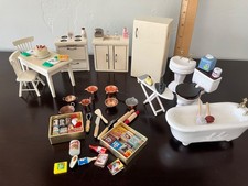 Lote de accesorios vintage de cocina, baño, madera/cerámica para casa de muñecas segunda mano  Embacar hacia Mexico
