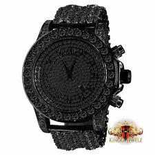 Pulseira de relógio de luxo 18k acabamento em tom preto solitário laboratório simul diamante personalizado 6 fileiras, usado comprar usado  Enviando para Brazil