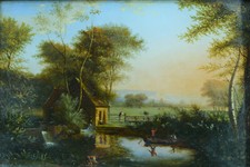 Usado, Bella Quadro Scuola Francese Paesaggio Animato A Moulin Gobert Set Ss Vetro 19° comprar usado  Enviando para Brazil