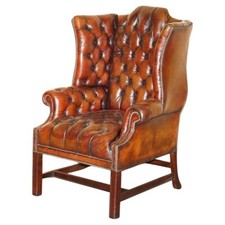 Usado, ANTIGA POLTRONA CHESTERFIELD WINGBACK COURO BORDEAUX TUFADA TOTALMENTE RESTAURADA comprar usado  Enviando para Brazil