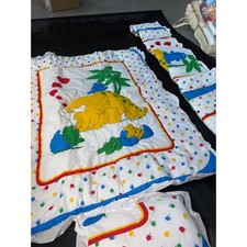 Usado, Conjunto de Roupa de Cama Vintage Anos 90 Dinossauro Bebê – Cobertor e Travesseiro Novo em folha comprar usado  Enviando para Brazil