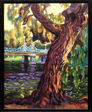 Pintura de paisagem ponte pé jardim público Charles Tersolo Boston Commons comprar usado  Enviando para Brazil