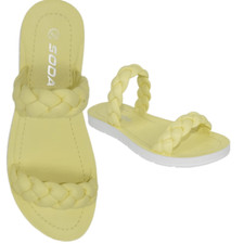 Sapatos Soda Chinelos Sandálias Slides Tecido Duplo Trançado Amarelo Alegre Tamanho 8.5 comprar usado  Enviando para Brazil