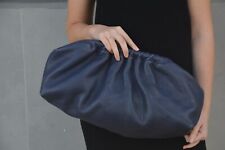 Clutch de couro genuíno azul, bolsa nuvem puffball tamanho grande feita à mão bolsa forte, usado comprar usado  Enviando para Brazil