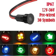 Usado, Lâmpada indicadora de luz piloto aviso painel painel painel LED 8-16mm preta carro barco 12V-36V comprar usado  Enviando para Brazil