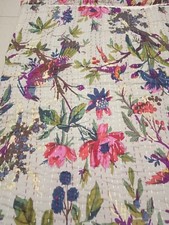 Colcha de algodão indiana feita à mão Kantha tamanho King estampa floral colcha cobertor arte comprar usado  Enviando para Brazil