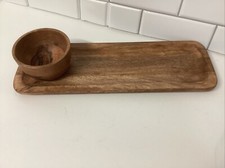 BANDEJA DE LANCHE DE MADEIRA ESCULPIDA À MÃO COM TIGELA ANEXADA À BANDEJA FEITA NA ÍNDIA comprar usado  Enviando para Brazil