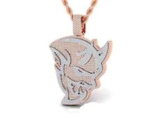Pingente masculino Hellcat Devil Face 2" folheado a ouro rosa 14k diamante criado em laboratório 3 quilates, usado comprar usado  Enviando para Brazil