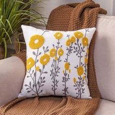 Capa de travesseiro decorativa bordada artística 18 x 18", usado comprar usado  Enviando para Brazil