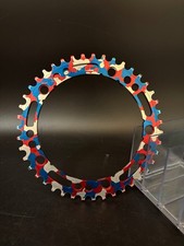 Corrente Aarn vermelha/branca/azul camuflagem 43t 144bcd bicicleta de pista engrenagem fixa, usado comprar usado  Enviando para Brazil