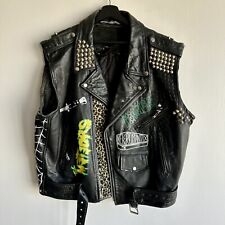 Colete de couro punk vintage dos anos 80 pintado sob medida cravejado XXL comprar usado  Enviando para Brazil