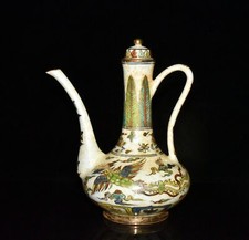 Balde Ming chinês antigo de porcelana 8,6 pol. traço colorido design A em pote de ouro, usado comprar usado  Enviando para Brazil