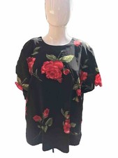 Blusa elegante feminina festa floral rosa manga curta preta tamanho L serve tamanho 22 comprar usado  Enviando para Brazil