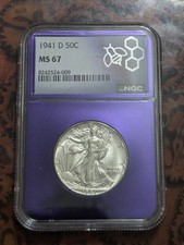 1941-D 50c Walking Liberty meio dólar NGC MS67 Trader Bea Slab comprar usado  Enviando para Brazil