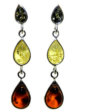 Silver amber earrings for sale  UK