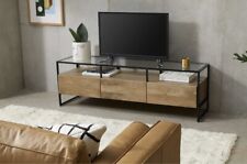 Soporte de TV ancho Kilby Made.com, mango claro y vidrio PVP £799* segunda mano  Embacar hacia Mexico