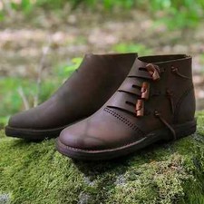Medieval Botas de Piel Renacimiento Viking Zapatos Pirata Marrón Zapatos comprar usado  Enviando para Brazil