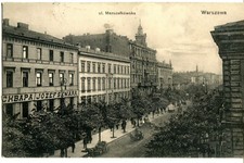Poland Warszawa - ul. Marszalkowska znaki biznesowe 1912 nietypowy widok pocztówka na sprzedaż  Wysyłka do Poland