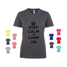Camiseta feminina Keep Calm And Camp On outdoor fogueira tenda estrelas montanhas comprar usado  Enviando para Brazil