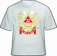 Camisa Maçônica Rito Escocês Branca 32nd Grau Maçom. Asas Para Baixo Double Eagle comprar usado  Enviando para Brazil