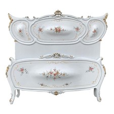 Cama queen size italiana veneziana década de 1950 – detalhes florais e dourados pintados à mão, usado comprar usado  Enviando para Brazil