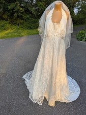 Vestido de noiva David's Bridal plus size 20 halter top verão e véu comprar usado  Enviando para Brazil
