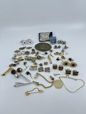 Lote Joyería Vintage Gemelos Corbata Barra Cinturón Hebilla Solapa Pin Tono Oro y Plata segunda mano  Embacar hacia Mexico