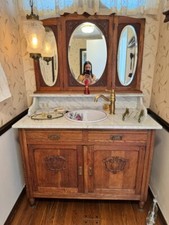 Walnut vanity cabinet for sale  North Hills