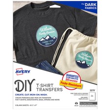 Usado, Papel de transferência de calor imprimível Avery para tecidos escuros, pacote com 8,5 x 11", 5 comprar usado  Enviando para Brazil