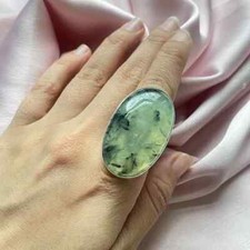 Anel de presente oval Prehnite prata esterlina 925 feito à mão comprar usado  Enviando para Brazil